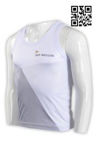 VT125製造拼色背心T恤 金融行業 投資理財行業背心T恤制服公司     白色  撞色淺灰色